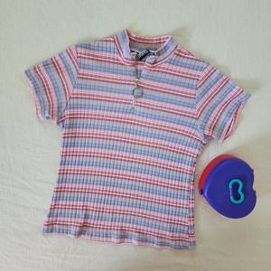 Vintage Striped Hoop Halfzip Shirt kids 12/14